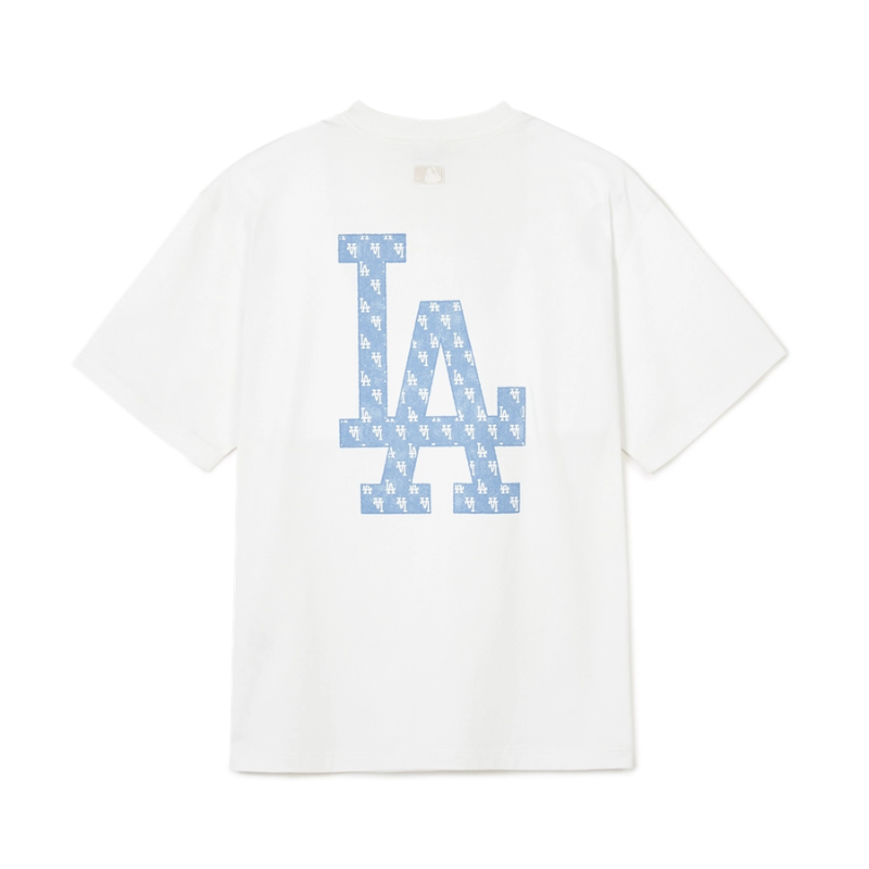 Áo Thun MLB Korea Denim Like Mono Big Lux LA Dodgers White