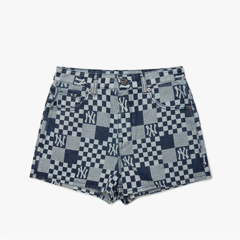 Quần shorts jeans nữ Checkerboard Laser Denim