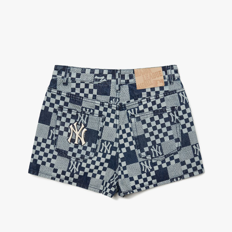 Quần shorts jeans nữ Checkerboard Laser Denim