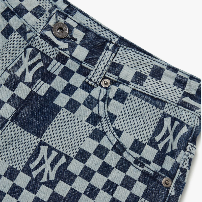 Quần shorts jeans nữ Checkerboard Laser Denim