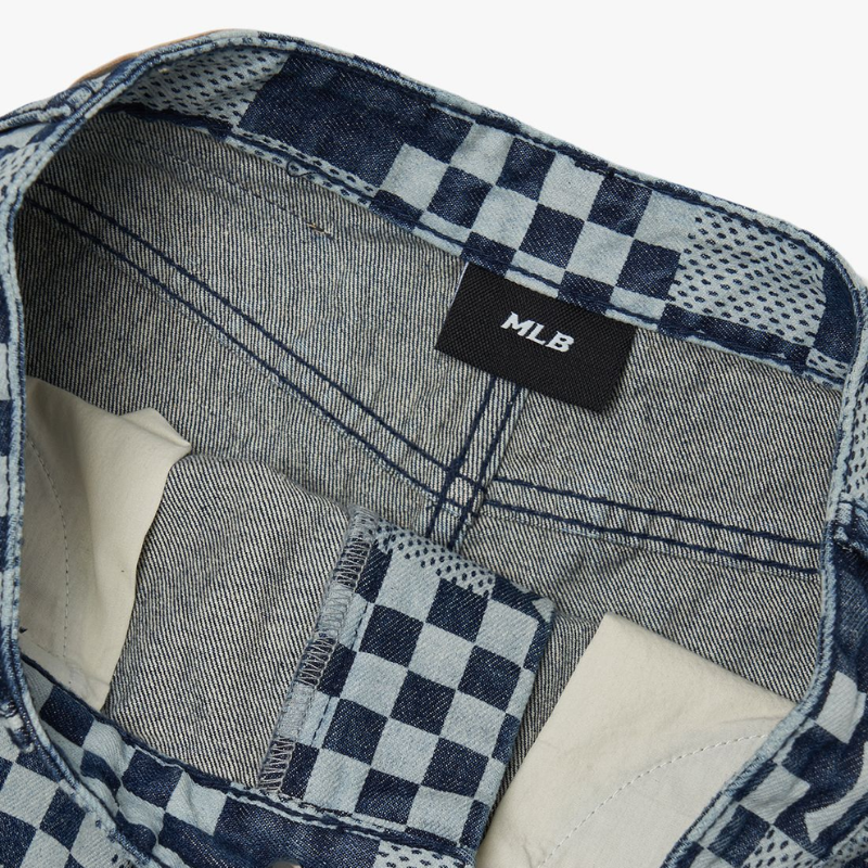 Quần shorts jeans nữ Checkerboard Laser Denim