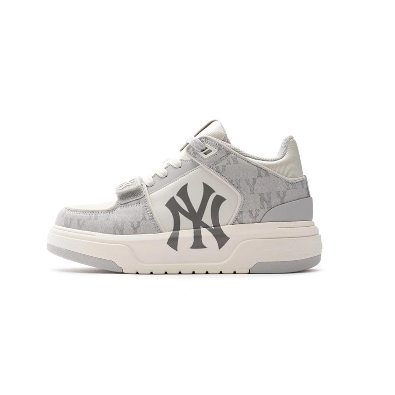 Giày MLB Korea Chunky Liner Mid Denim New York Yankees Gray