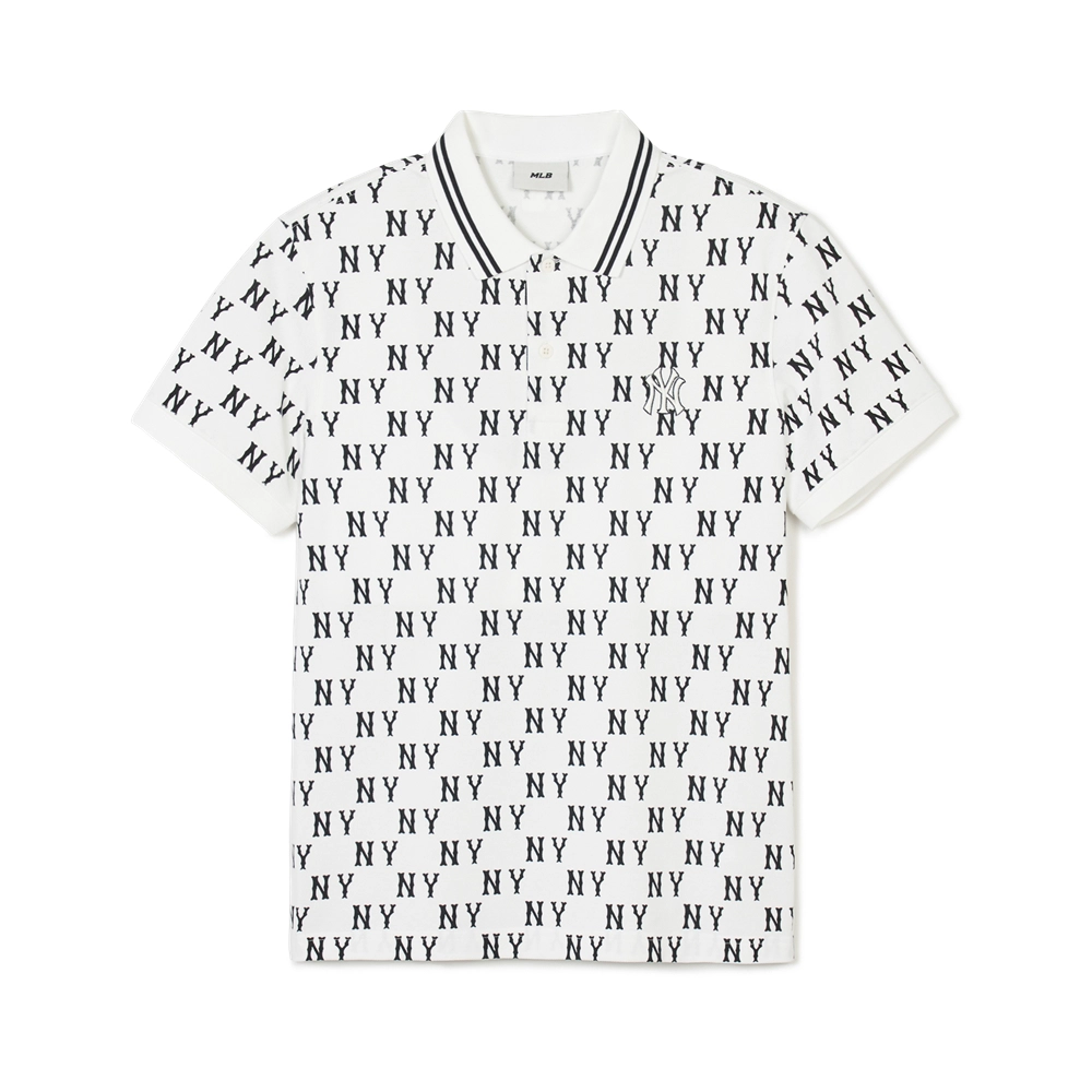 Áo Polo MLB Korea Classic Mono Front Pattern Collar New York Yankees Ivory