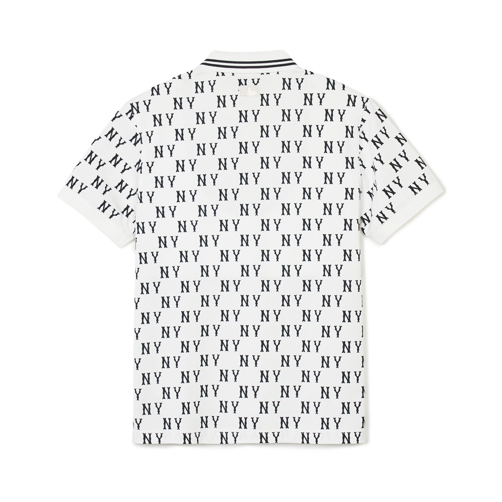 Áo Polo MLB Korea Classic Mono Front Pattern Collar New York Yankees Ivory