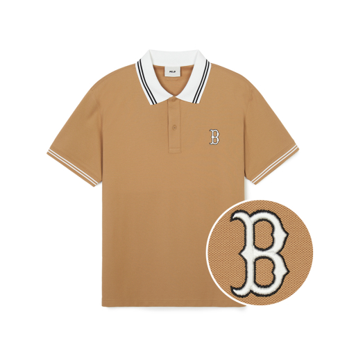 Áo Polo MLB Korea Short Sleeved Boston Red Sox Camel