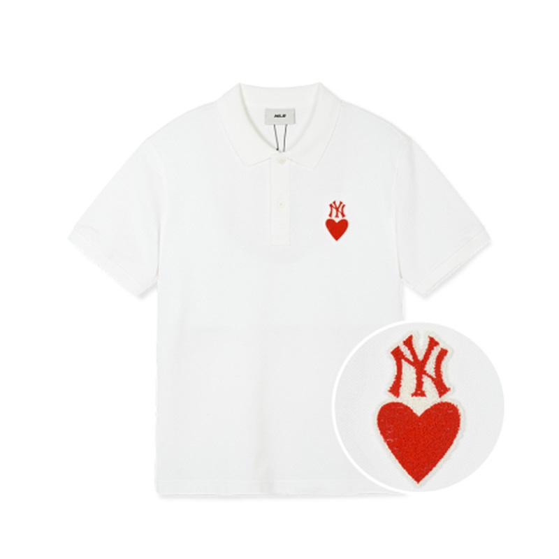 Áo Polo MLB unisex Heart New York Yankees White 