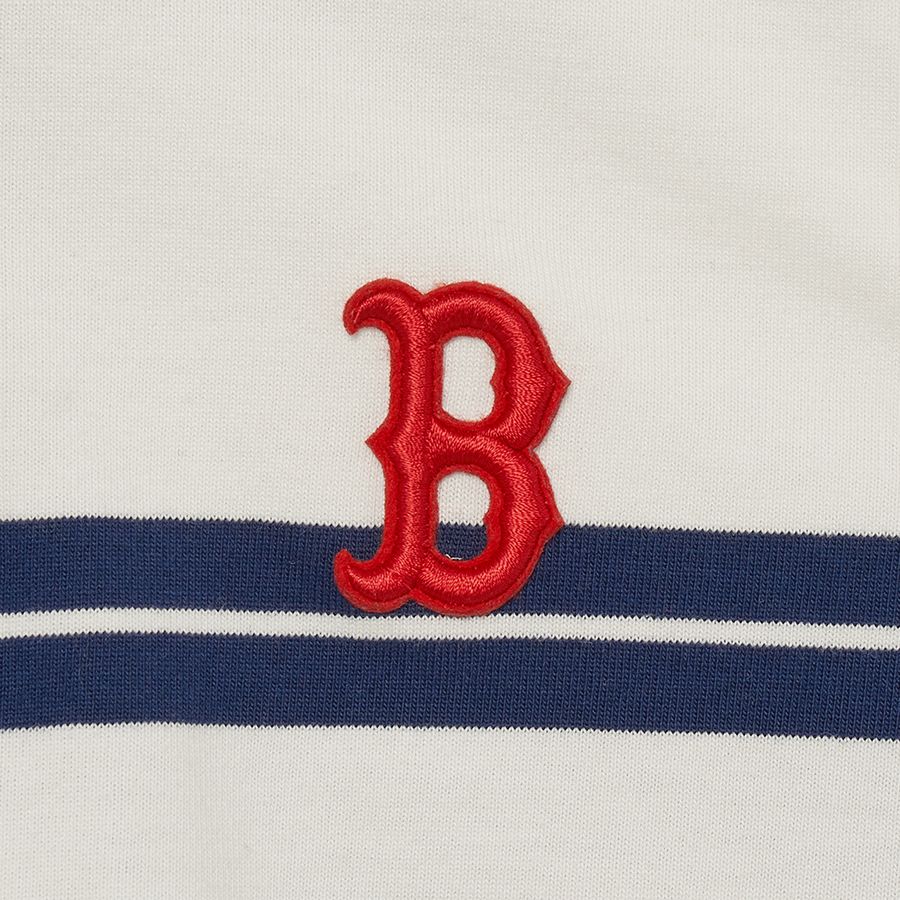 Áo Polo MLB Varsity Striped Crop Collar T-Shirt Boston Red Sox