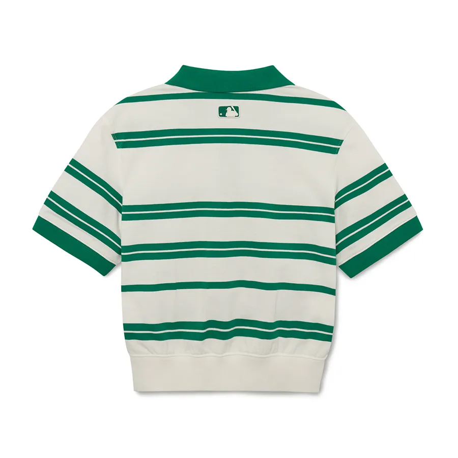 Áo Polo Nữ MLB Varsity Striped Crop Collar T-Shirt New York Yankees