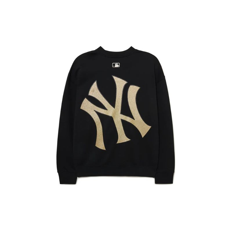 Áo Nỉ Sweater MLB Basic Bling Mega Logo Nhũ New York Yankees 3AMTB1034-50BKS Màu Đen