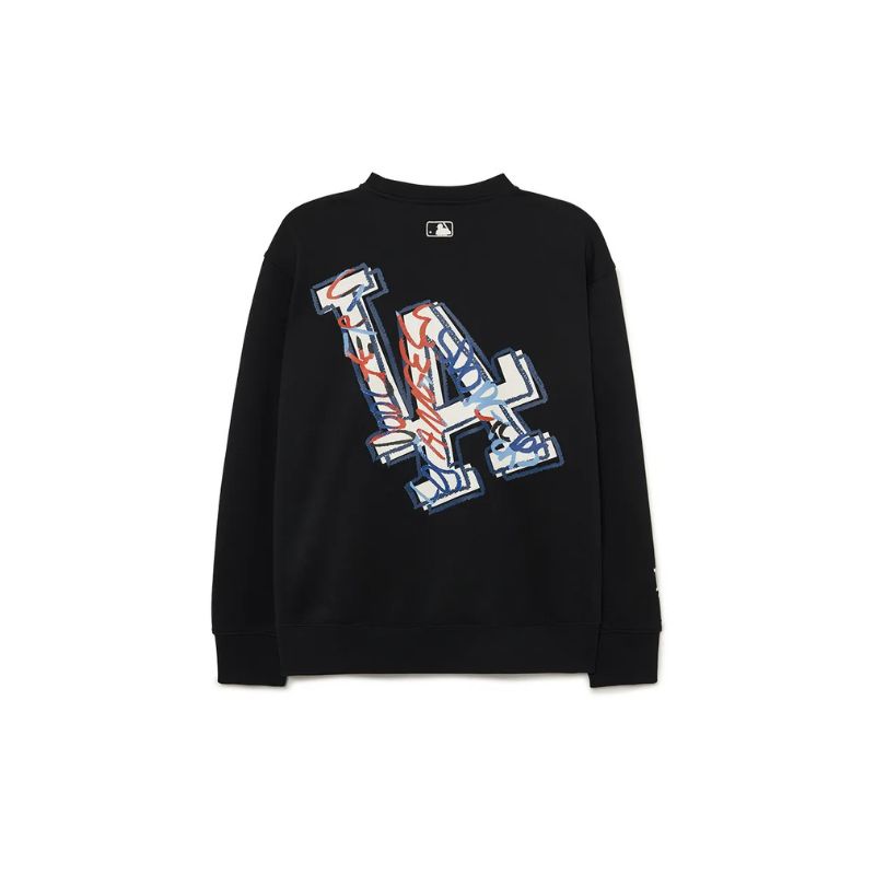 Áo Nỉ Sweater MLB Like Pop Art Overfit LA Dodgers 3AMTL2034-07BKS Màu Đen 