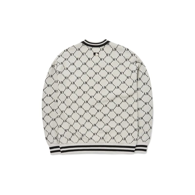 Áo Nỉ Sweater MLB Diamond Monogram Jacquard New York Yankees 3AMTM0724-50CRS Màu Trắng