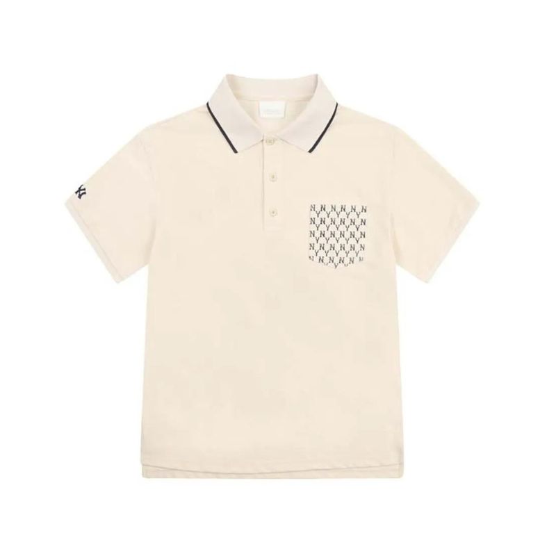 Áo polo ngắn tay Monogram Pocket Pique Cream