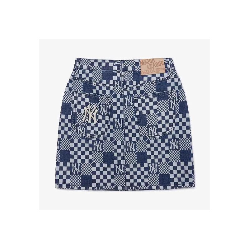 Chân Váy Nữ MLB Denim A Checkerboard