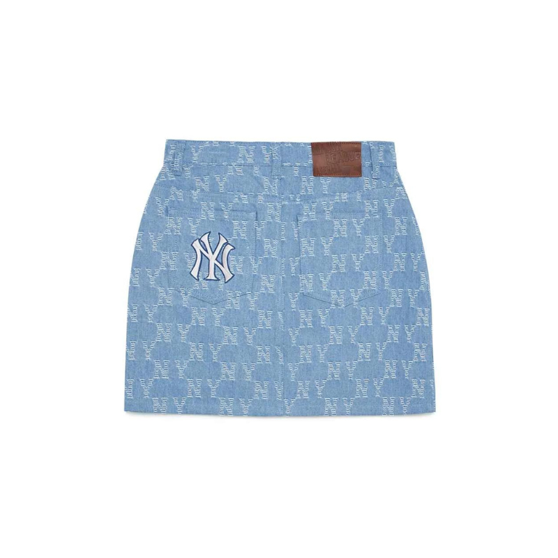 Váy MLB Women's Classic Monogram Jacquard Denim Skirt New York Yankees Indigo