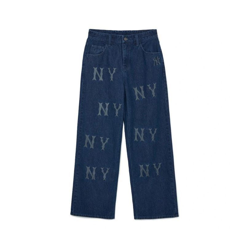 Quần Jean MLB Korea Multi Mega Logo New York Yankees Navy 