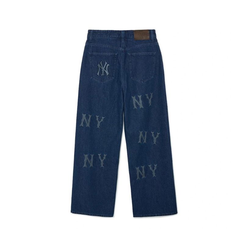 Quần Jean MLB Korea Multi Mega Logo New York Yankees Navy 