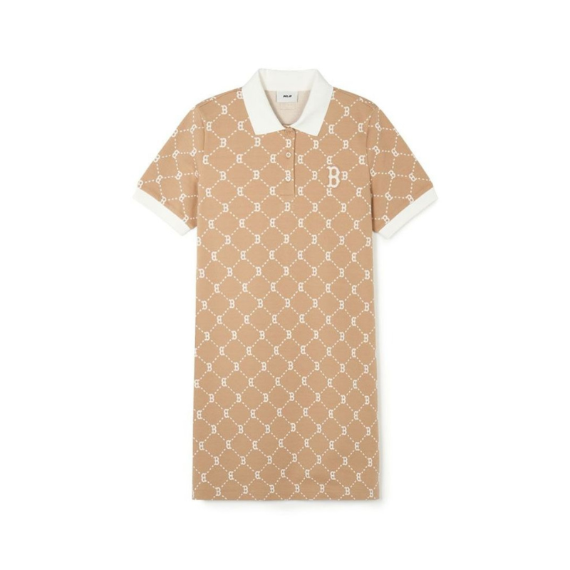 Váy Polo Nữ MLB Monogram Jacquard Pique One Piece Boston Red