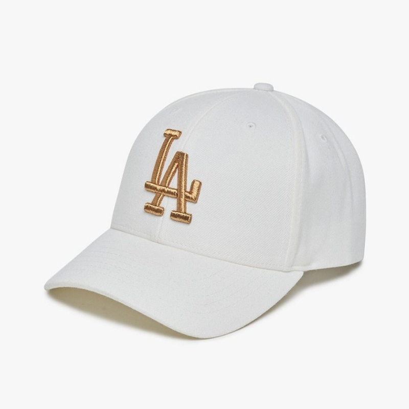 Mũ MLB Metal Embroidery White Gold LA Dodger 3ACPIG01N-07WHS