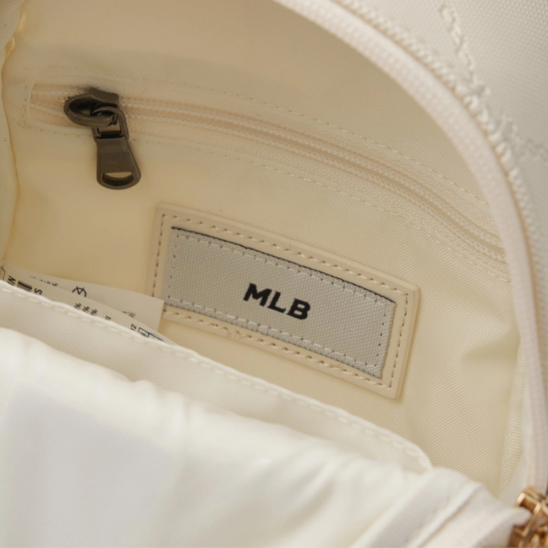 Balo Mini Backpack MLB Korea [KIDS] Dia Mono PU Embossed New York Yankees Cream