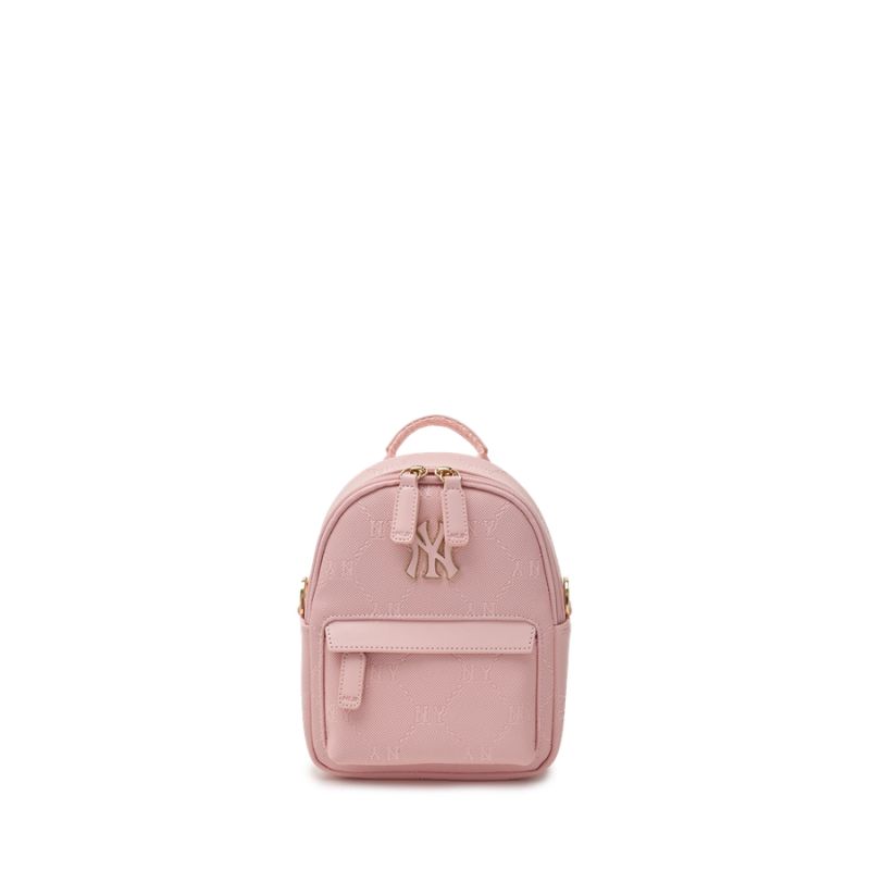 Balo Mini Backpack MLB Korea [KIDS] Dia Mono PU Embossed New York Yankees Pink
