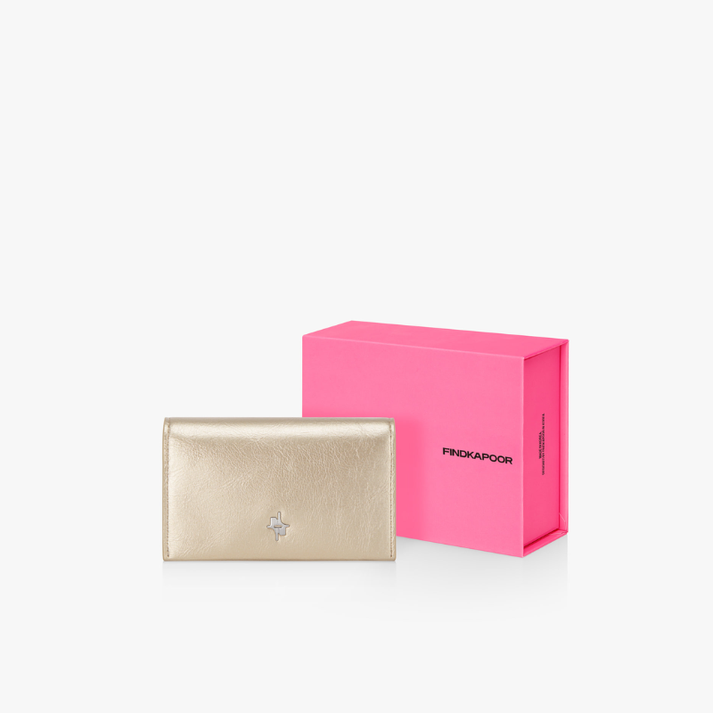 FLAMMA FLAP CARD WALLET - CHAMPAGNE GOLD