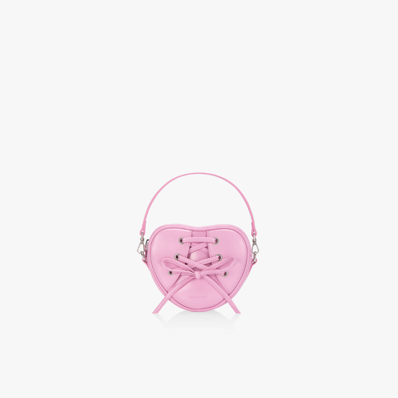 RIBBON TIE HEART BAG - PINK