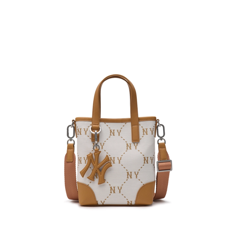 Túi đeo chéo MLB Korea Diamond Monogram Jacquard Mini Cross Bag New York Yankees Brown