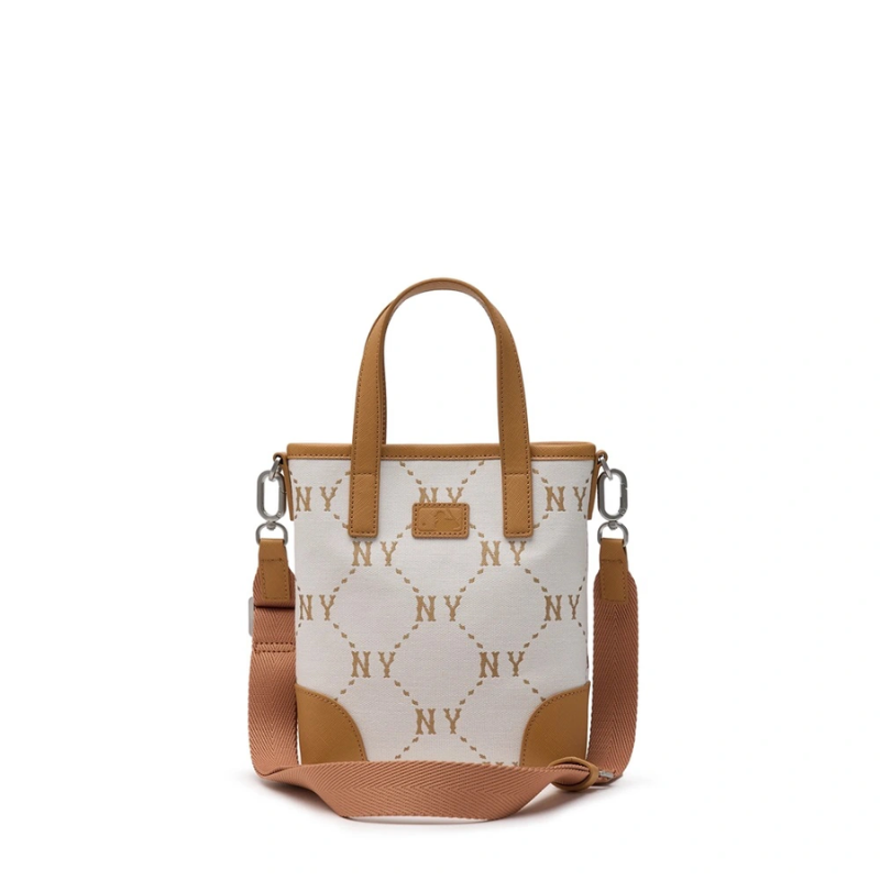 Túi đeo chéo MLB Korea Diamond Monogram Jacquard Mini Cross Bag New York Yankees Brown