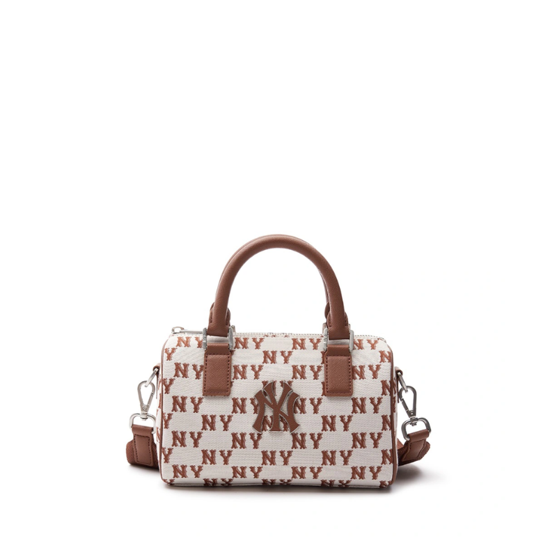 Túi đeo chéo MLB Korea Monogram Jacquard Boston Bag New York Yankees Brown