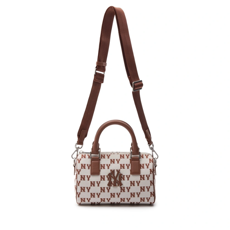 Túi đeo chéo MLB Korea Monogram Jacquard Boston Bag New York Yankees Brown
