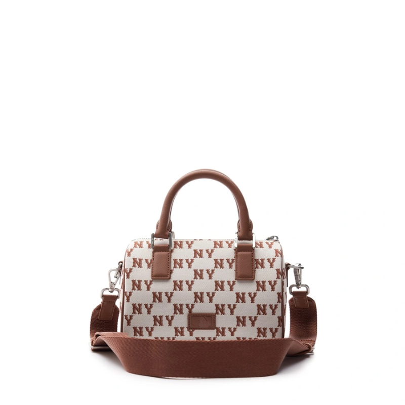 Túi đeo chéo MLB Korea Monogram Jacquard Boston Bag New York Yankees Brown