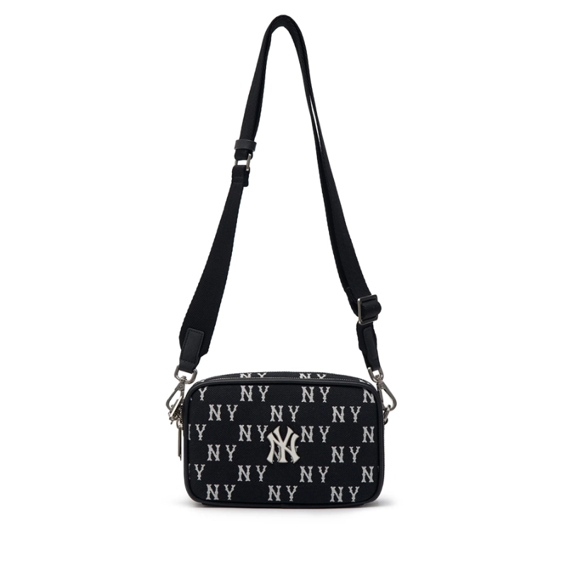 Túi đeo chéo MLB Korea Monogram Jacquard Mini Cross Bag New York Yankees Black
