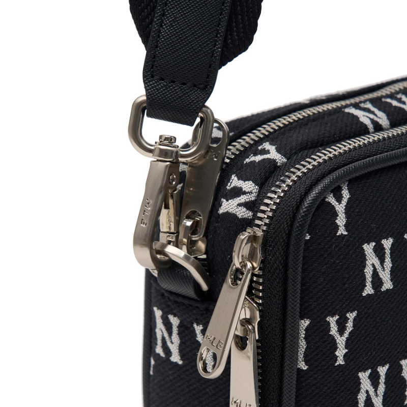 Túi đeo chéo MLB Korea Monogram Jacquard Mini Cross Bag New York Yankees Black