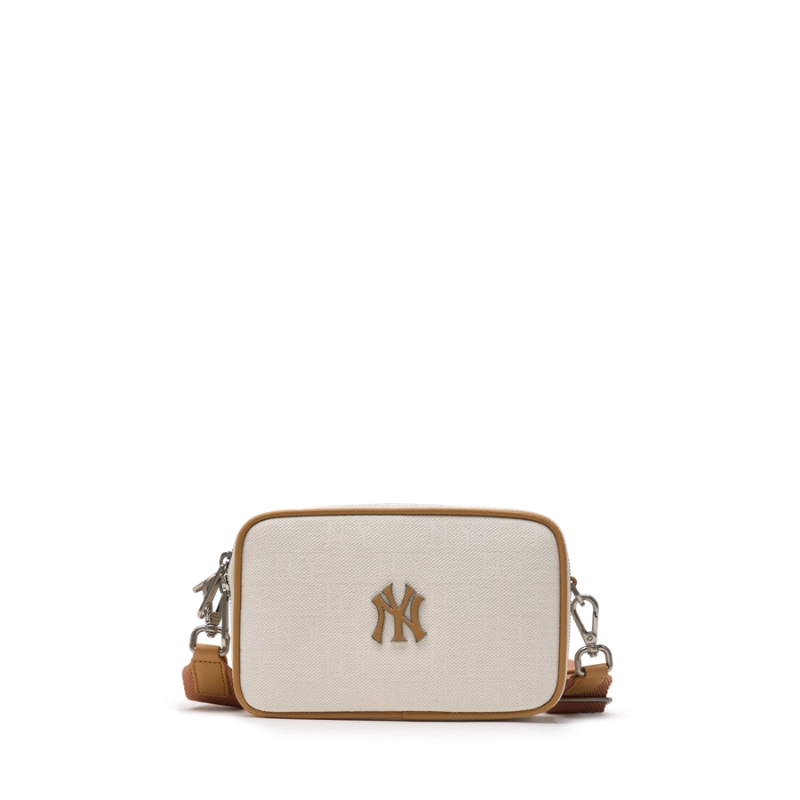 Túi đeo chéo MLB Korea Monogram Jacquard Mini Cross Bag New York Yankees Cream
