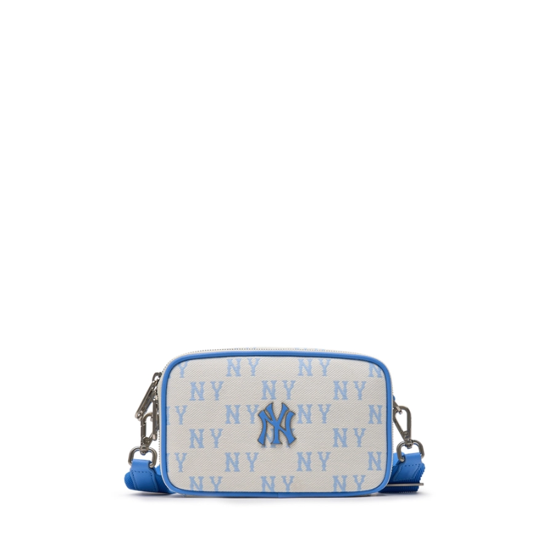 Túi đeo chéo MLB Korea Monogram Jacquard Mini Cross Bag New York Yankees Sky Blue