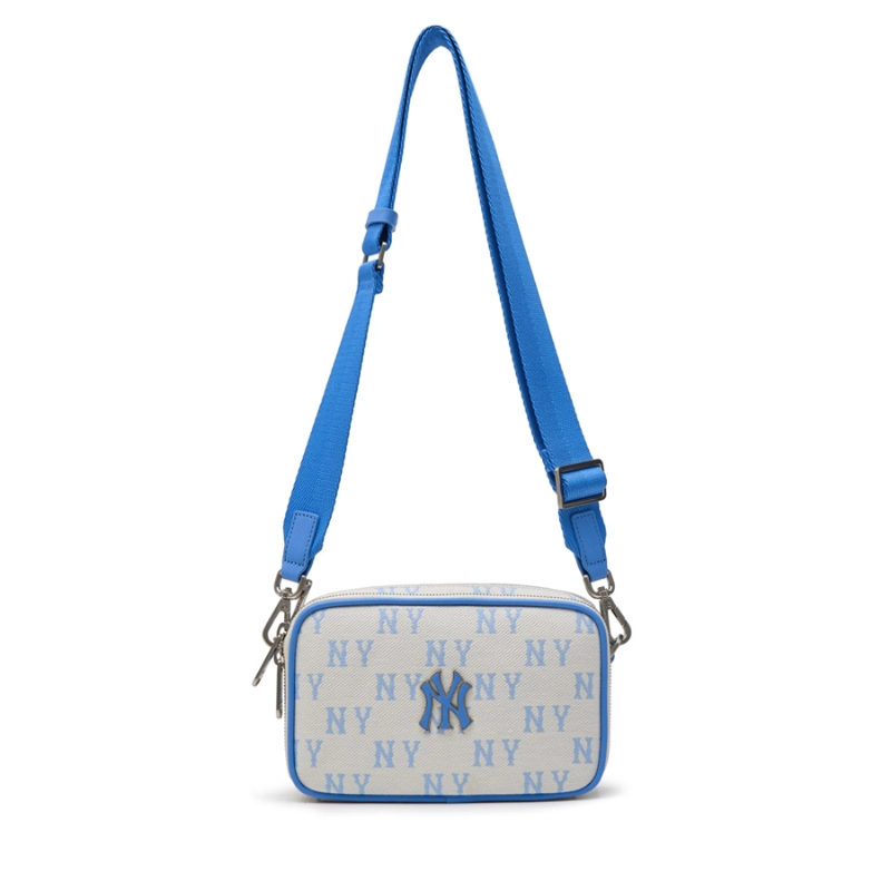 Túi đeo chéo MLB Korea Monogram Jacquard Mini Cross Bag New York Yankees Sky Blue