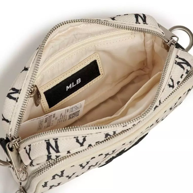 Túi đeo chéo MLB Korea Monogram Mini Cross Bag New York Yankees D.Cream