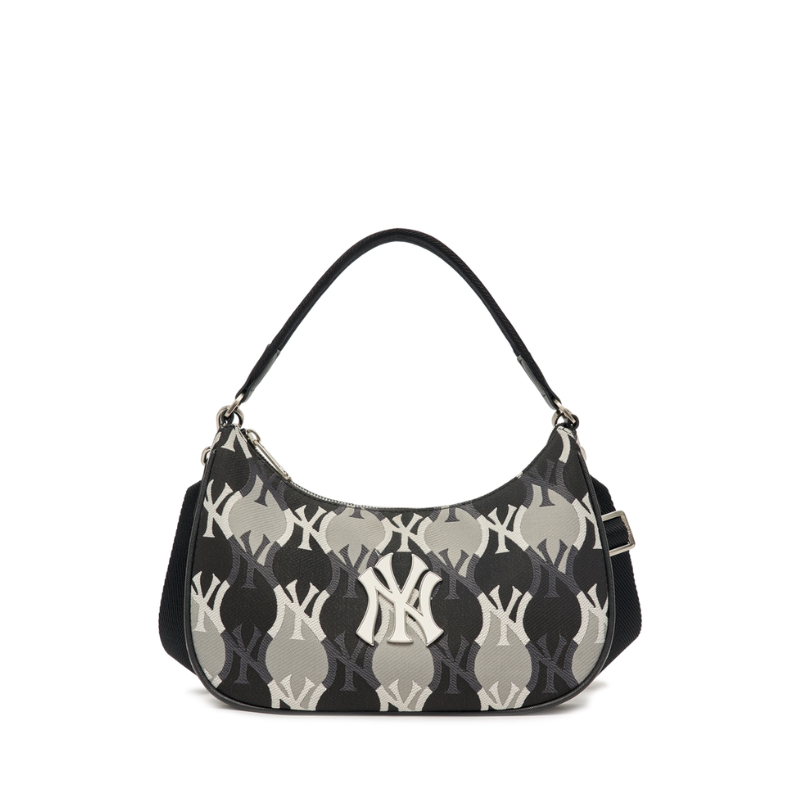 Túi đeo vai MLB Argyle Monogram Strap Hobo Bag New York Yankees Black