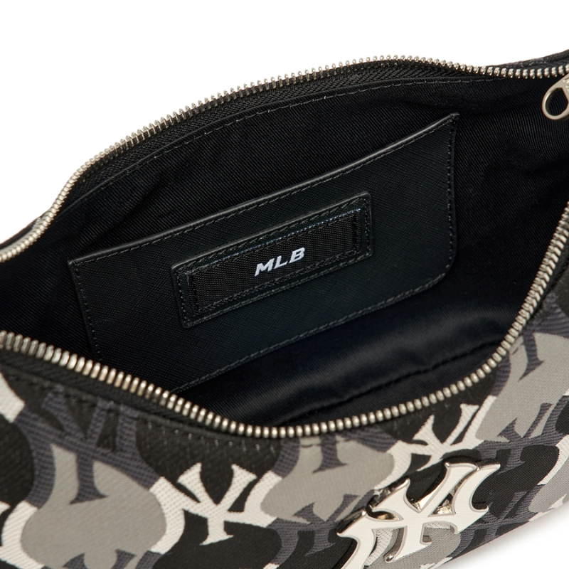 Túi đeo vai MLB Argyle Monogram Strap Hobo Bag New York Yankees Black