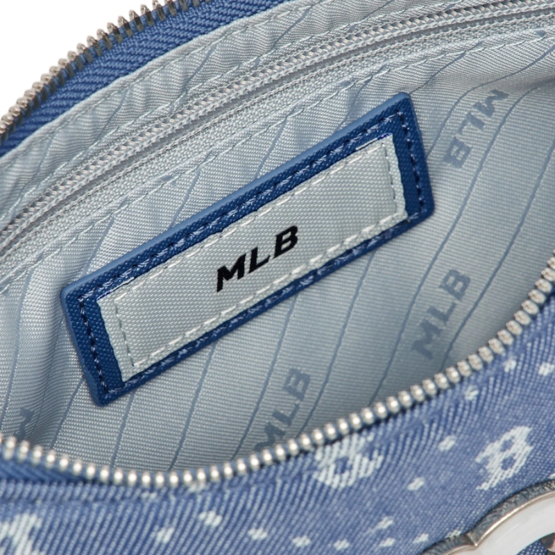 Túi đeo vai MLB Korea Diamond Monogram Denim Jacquard Hobo Bag Boston Red Sox L.Sky Blue