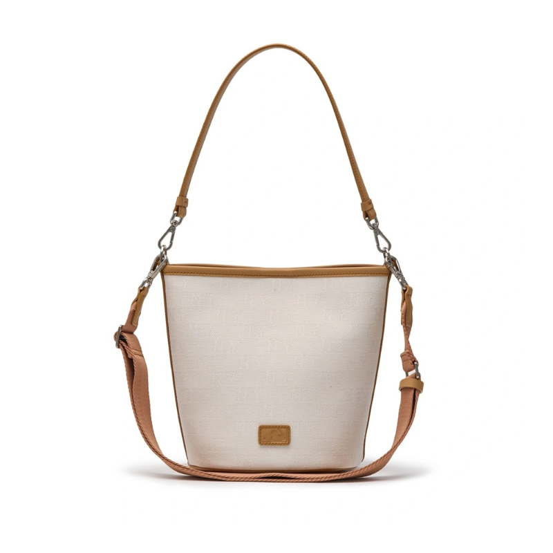 Túi đeo vai MLB Korea Monogram Jacquard Bucket Bag New York Yankees Cream