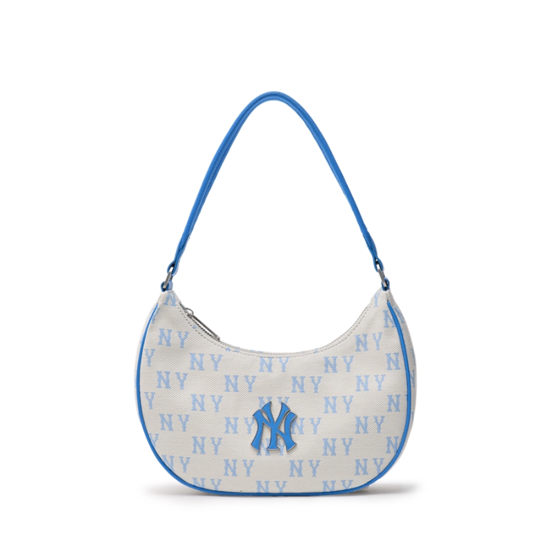Túi đeo vai MLB Korea Monogram Jacquard Hobo Bag New York Yankees S.Blue