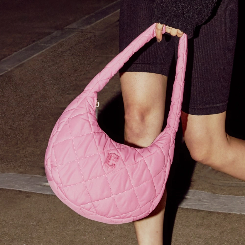 Túi đeo vai MLB Korea Quilted Hobo Bag Medium Cleveland Guardians Pink