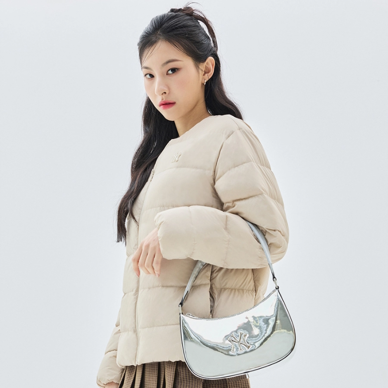 Túi đeo vai MLB Korea Silver Hobo Bag New York Yankees