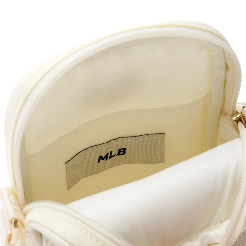 Túi Phone Pouch MLB Korea Diamond Monogram PU Emboss New York Yankees Cream