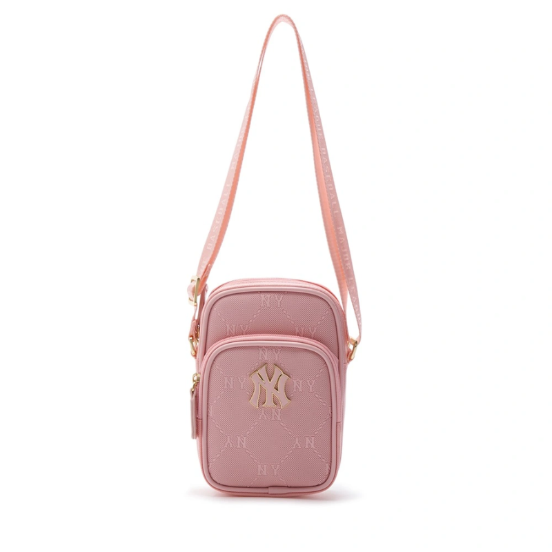Túi Phone Pouch MLB Korea Diamond Monogram PU Emboss New York Yankees Pink