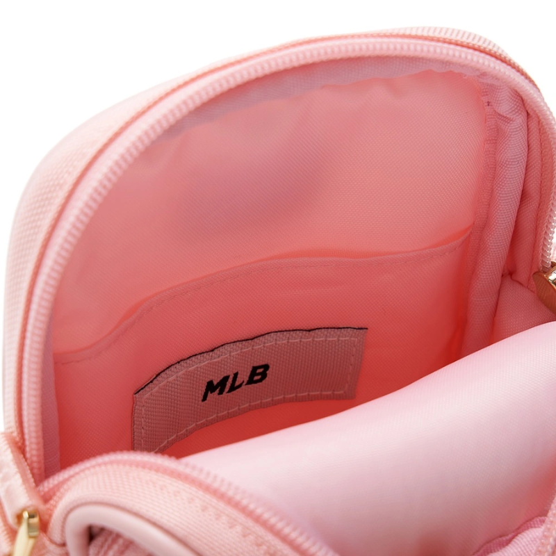 Túi Phone Pouch MLB Korea Diamond Monogram PU Emboss New York Yankees Pink