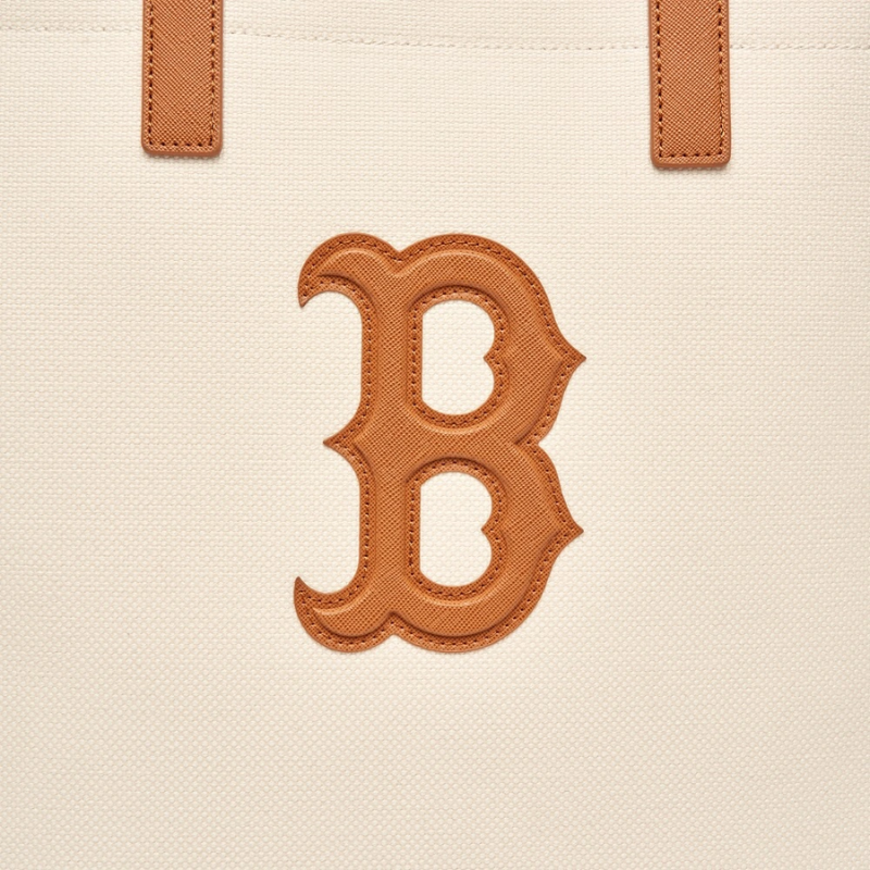 Túi Tote Bag MLB Basic Canvas Vertical Boston Red Sox Cream