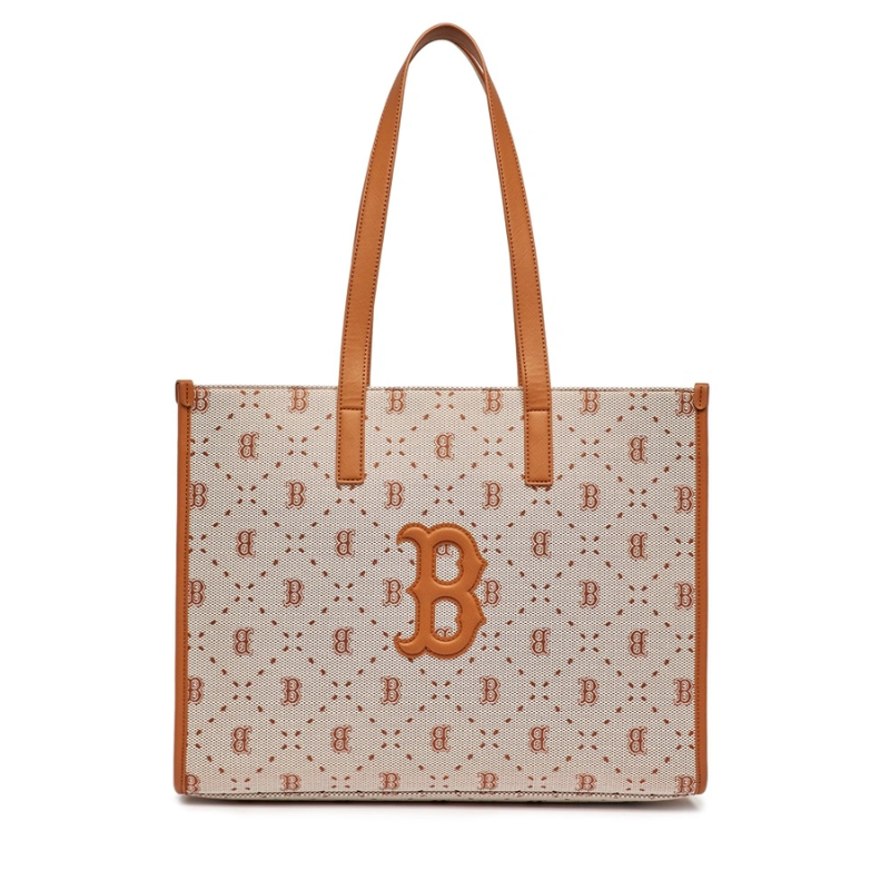 Túi Tote Bag MLB Diamond Monogram Jacquard Large Boston Red Sox Brown