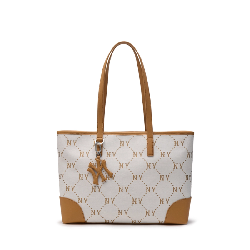 Túi Tote Bag MLB Korea Diamond Monogram Jacquard New York Yankees Brown